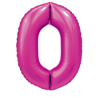 Folieballon Cijfer 0 Satijn Hot Pink