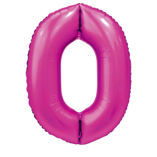 Folieballon Cijfer 0 Satijn Hot Pink - 86cm 