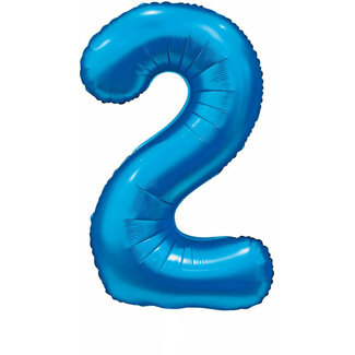 Globos Folieballon Cijfer 2 Satijn Blauw - 86cm