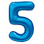 Globos Folieballon Cijfer 5 Satijn Blauw - 86cm