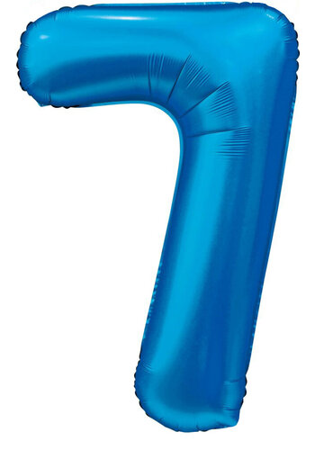 Folieballon Cijfer 7 Satijn Blauw - 86cm 