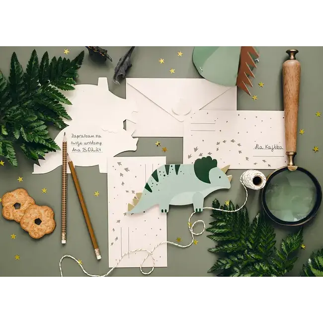 Uitnodigingen Triceratops Dinosaurus - 6st - 18,5 x 9,4 cm