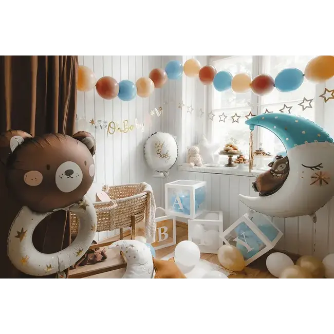 Folieballon Teddy Bear On The Moon Blauw - 80x98cm