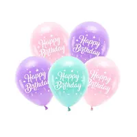 Eco Ballonnen Happy Birthday - Pink - 26 cm