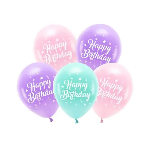 Eco Ballonnen Happy Birthday - Pink - 26 cm 