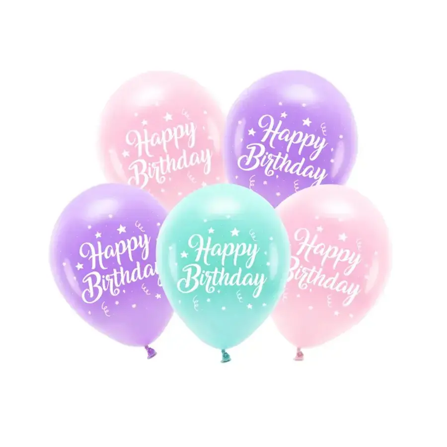 Eco Ballonnen Happy Birthday - Pink - 26 cm-1