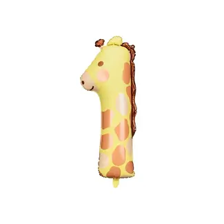 PartyDeco Folieballon cijfer 1 - Giraffe