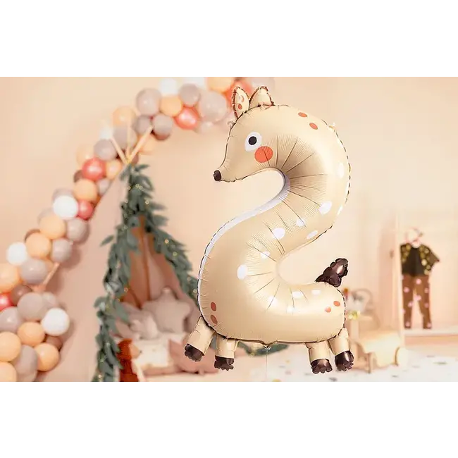 Folieballon Cijfer 2 Rendier - 65x102cm