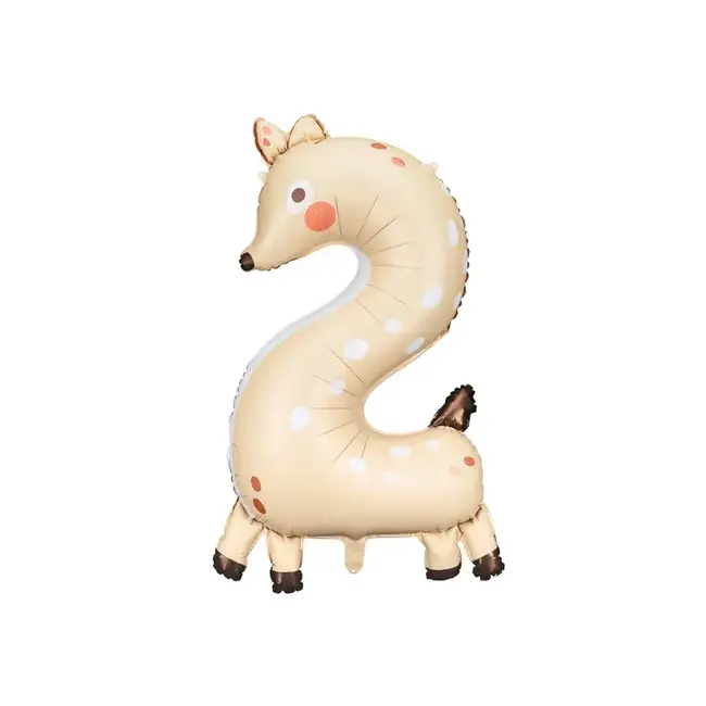 Folieballon Cijfer 2 Rendier - 65x102cm