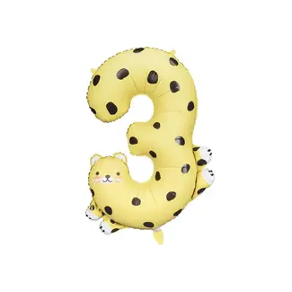 PartyDeco Folieballon Cijfer 3 - Cheetah