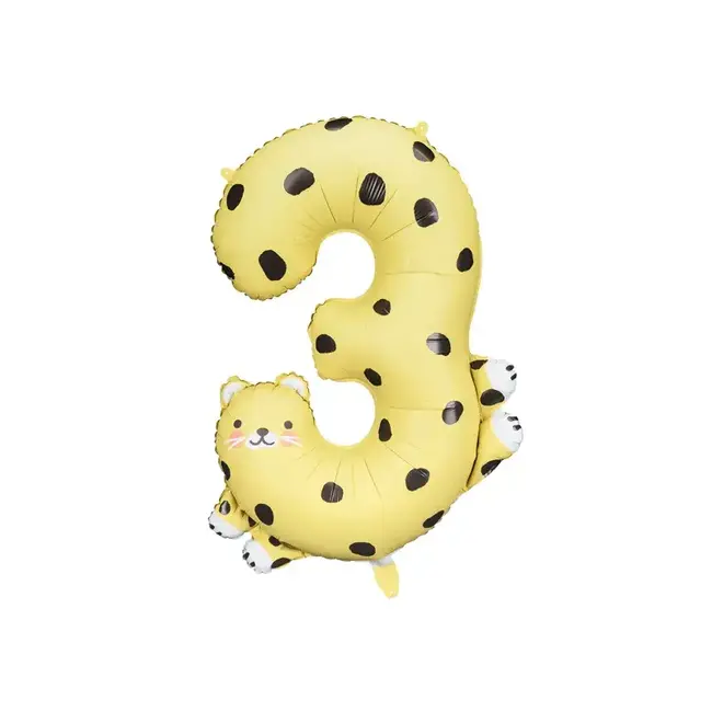 Folieballon Cijfer 3 - Cheetah - 68x98cm