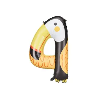 PartyDeco Folieballon Cijfer 4 - Tucan