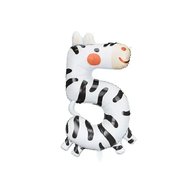 Folieballon Cijfer 5 - Zebra - 68x98cm