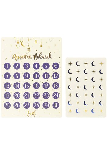 Aftelkalender 'Ramadan Mubarak" met stickervel 