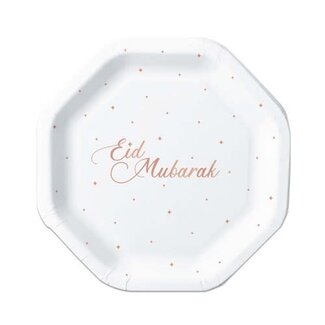 Haza-Witbaard Borden "Eid Mubarak" Rose Goud - 8st - 23cm