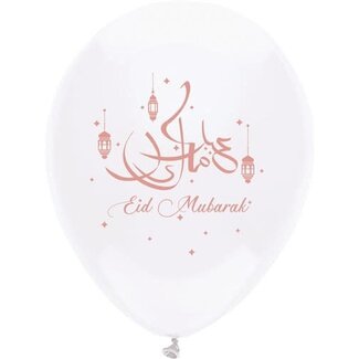 Haza-Witbaard Ballonnen "Eid Mubarak" Rose Goud - 6st - 30cm