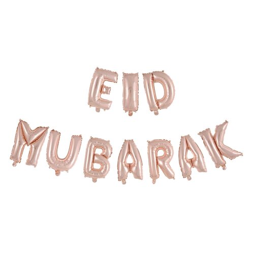 Folieballonnen Letterslinger "Eid Mubarak" Rose Goud 