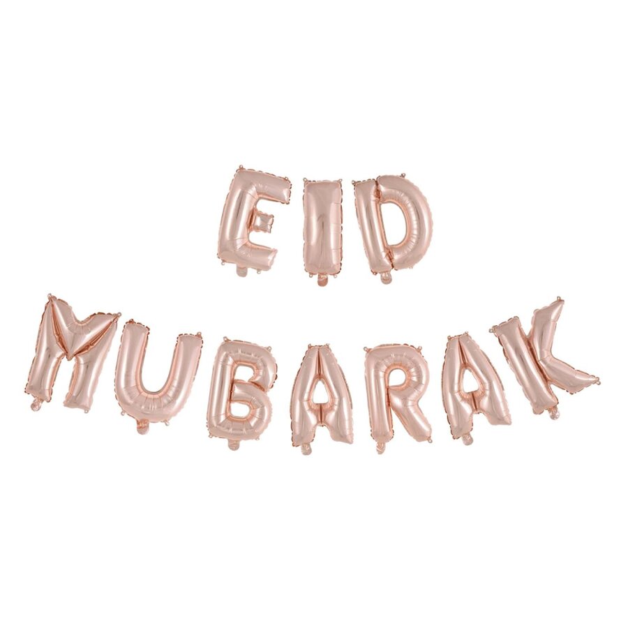 Folieballonnen Letterslinger "Eid Mubarak" Rose Goud-1