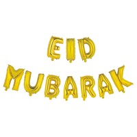 Folieballonnen Letterslinger "Eid Mubarak" - Goud