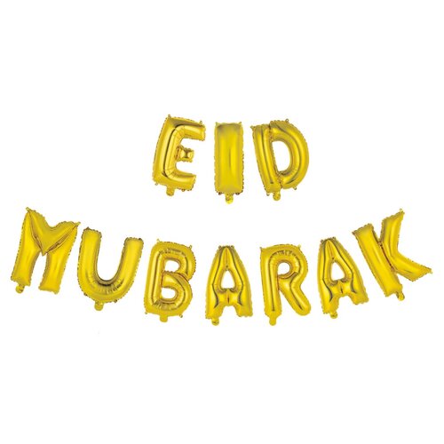 Folieballonnen Letterslinger "Eid Mubarak" - Goud 
