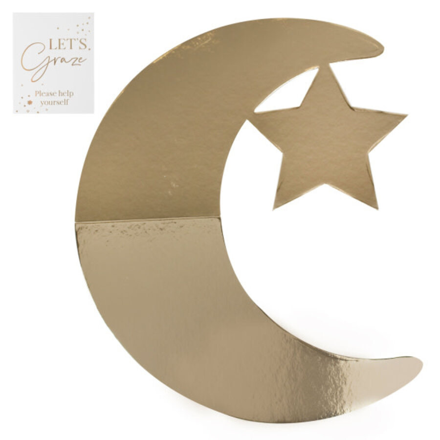 Serveer Bord - Halve Maan - Moon and Star Shaped - Gold-2