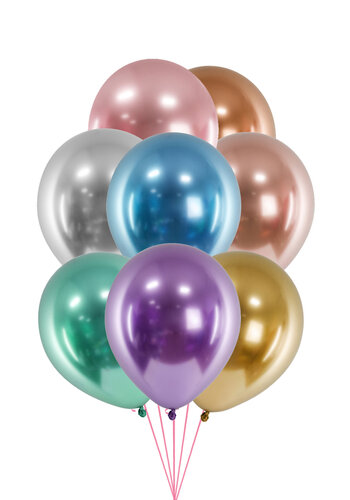 Tros van 10 Helium Ballonnen - Chrome Kleuren 