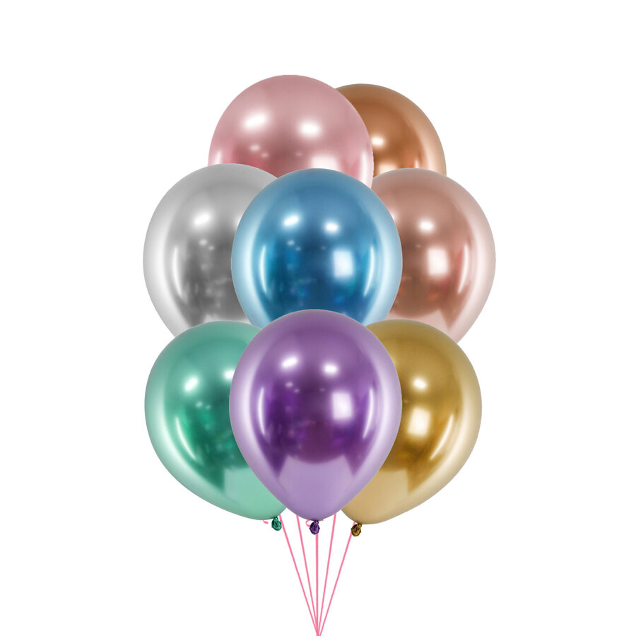 Tros van 10 Helium Ballonnen - Chrome Kleuren-1