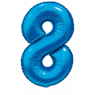 Globos Folieballon Cijfer 8 Satijn Blauw - 86cm