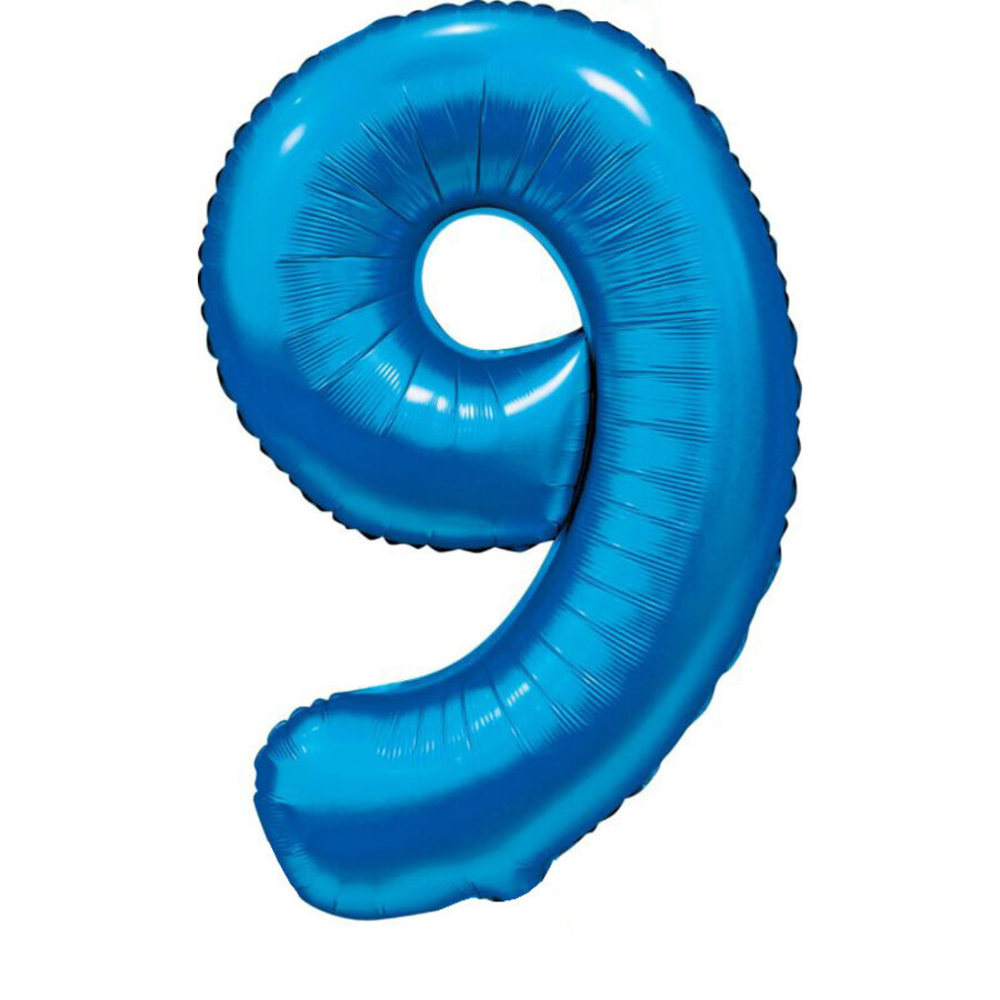 Folieballon Cijfer 9 Satijn Blauw-1