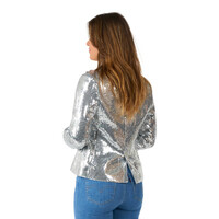 thumb-Suitmeister Women's Blazer - Sequins Silver-3