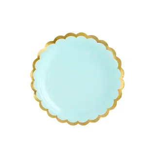 PartyDeco Bordjes Mint Groen - Goud - 18cm - 6 stuks