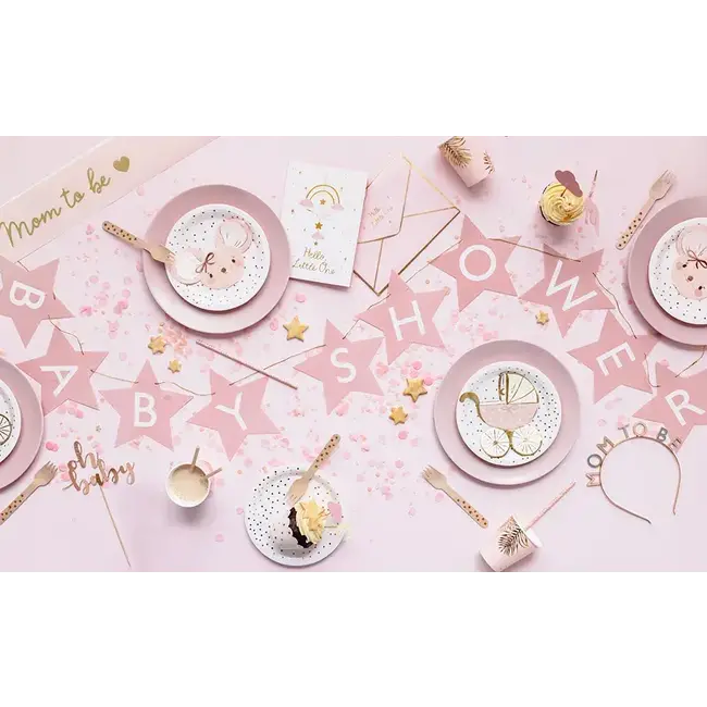 Servetten - Baby Stroller - Pink - 20 stuks - 14 x 15 cm