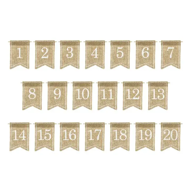 Jute Tafelnummers - Wit Opdruk