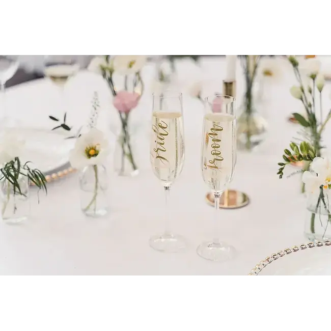 Glass Stickers ''Bride & Groom'' - Gold