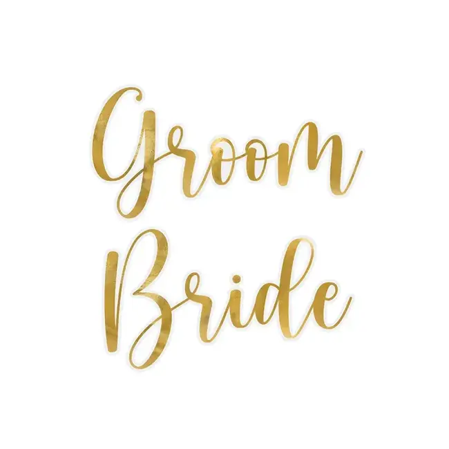 Glass Stickers ''Bride & Groom'' - Gold