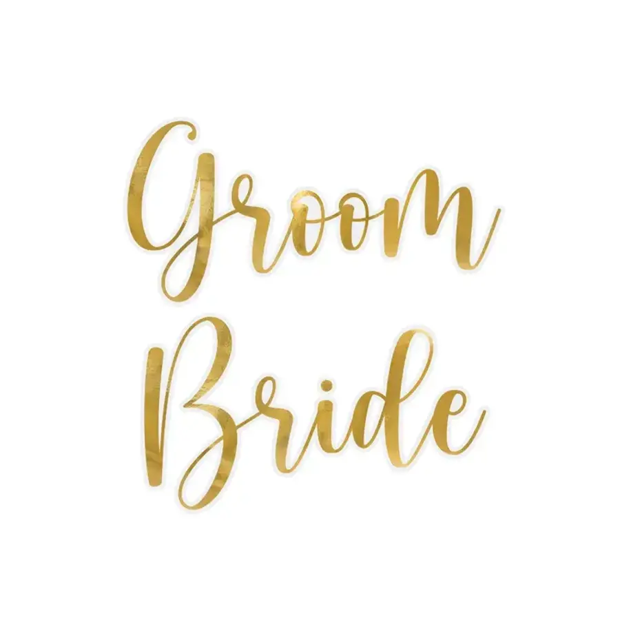 Glass Stickers ''Bride & Groom'' - Gold-3