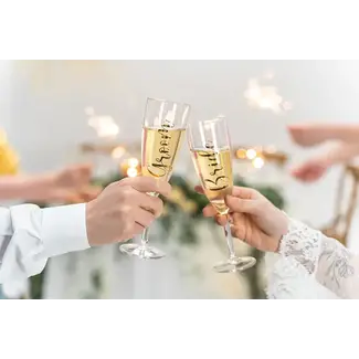 PartyDeco Glass Stickers ''Bride & Groom'' - Gold
