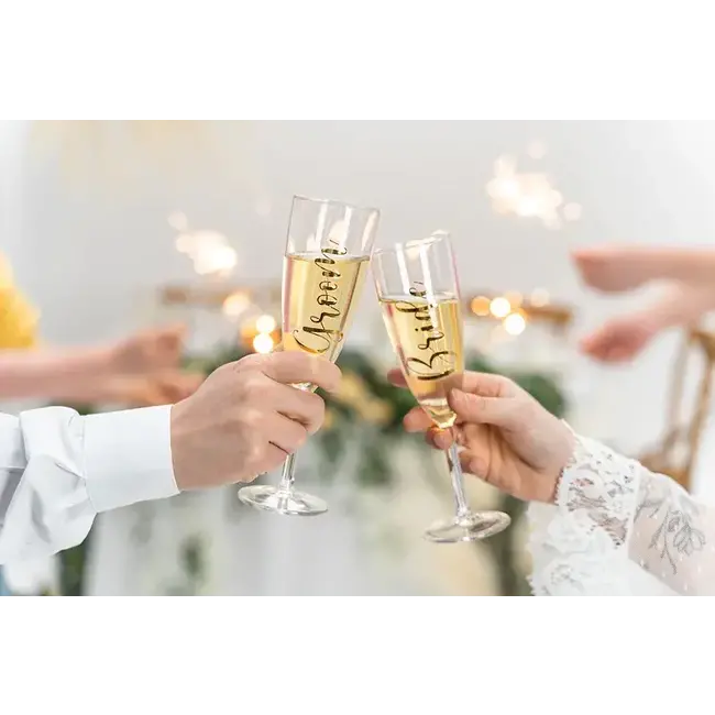 Glass Stickers ''Bride & Groom'' - Gold