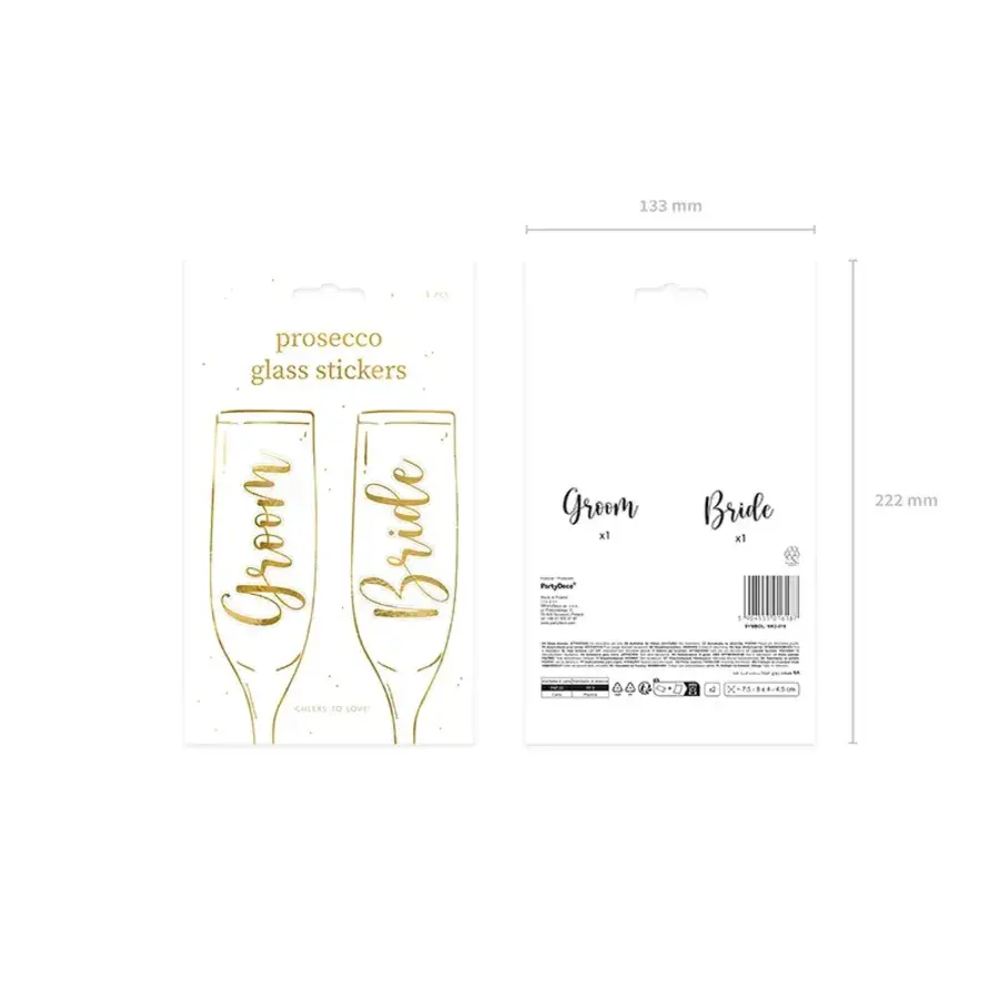Glass Stickers ''Bride & Groom'' - Gold-5