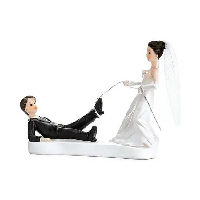 Bruidspaar Pasgetrouwd - aan de ketting - 13 cm hoog