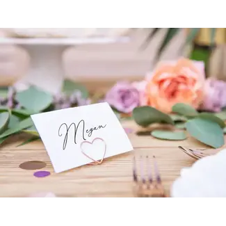PartyDeco Naam Kaartjes Houders Hartje Rosé Gold