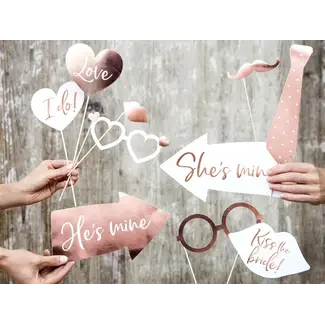 PartyDeco Wedding Photo Props - Rosé Gold