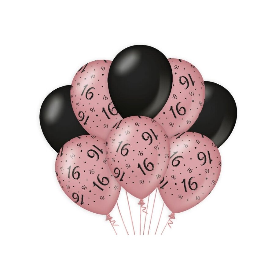 Ballonnen 16 - Rosé Gold & Black - 8 st-1