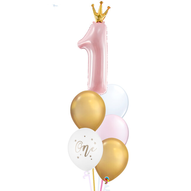 Number 1 Jaar Gold Crown Set - Pink