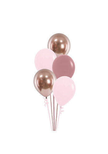 Staander Powder Pink - 5 Heliumballonnen 