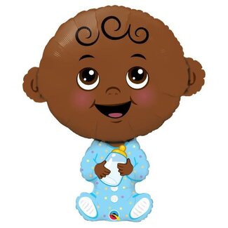 Qualatex Folieballon Baby Boy - Dark Skin Tone
