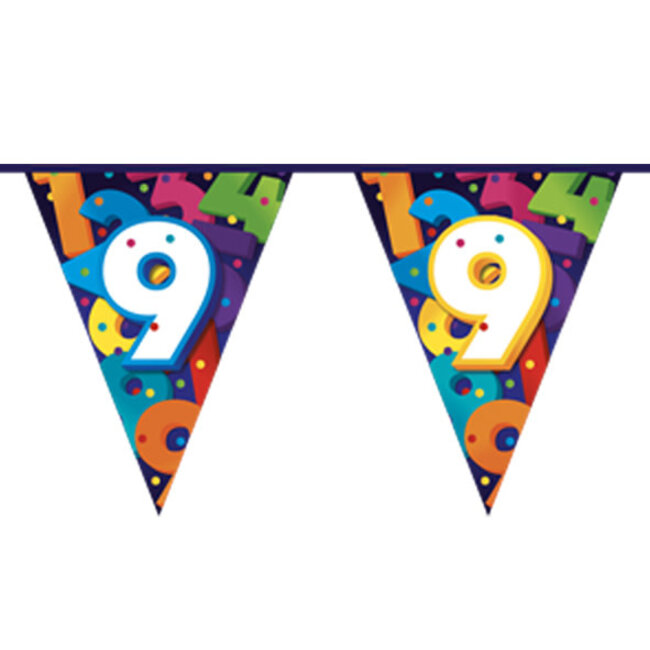 Vlaggenlijn Colorful Numbers - 9 Jaar