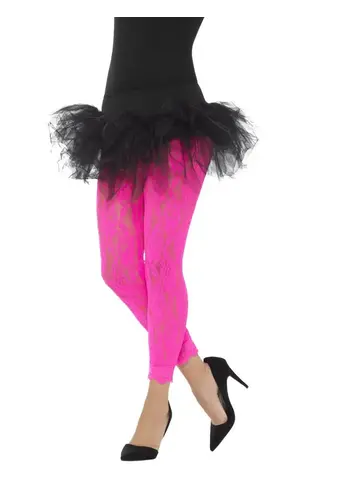 80's Lace Leggings -  Neon Pink 