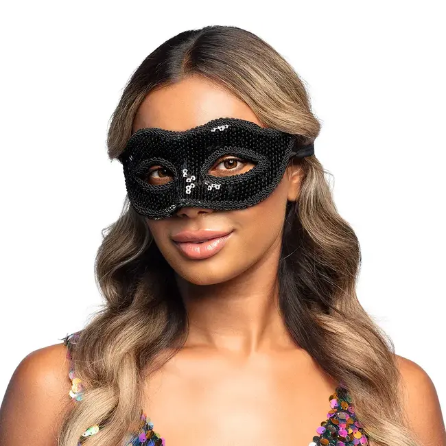 Oogmasker Venice Sequins Zwart