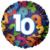 Haza-Witbaard Folieballon 10 Colorful Numbers - 45cm